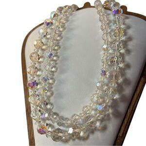 Vintage AB double strand choker style necklace. Stunning clarity!